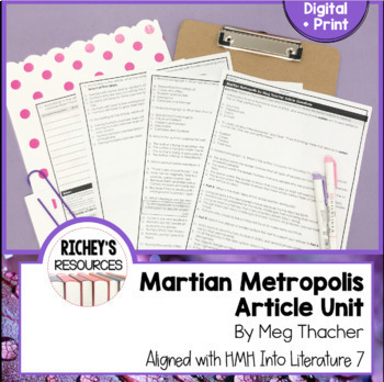 Preview of Martian Metropolis Scientific Article Unit by Meg Thacher HMH 7 Digital + Print