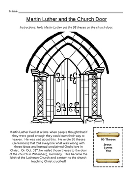 Preview of Martin Luther 95 Theses Worksheet
