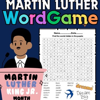 Preview of MLK Martin Luther King Jr Word Search & Scramble Game for 3rd,4th,5th,6th grade