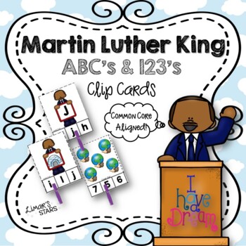 Preview of Martin Luther King Jr ABC's & 123's Clip Cards {NO DITTOS}