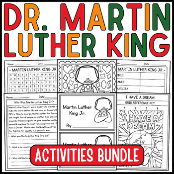 Preview of Martin Luther King Jr. Day Activities Bundle: Coloring, Reading, Craft, & More