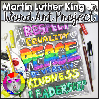 Preview of Martin Luther King Art Lesson, MLK Word Art Project Activity