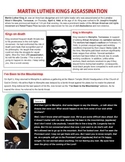 Martin Luther King MLK Assassination reading handout and w