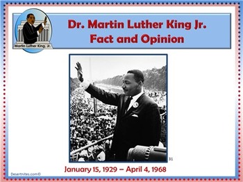Preview of Martin Luther King Biography Fact and Opinion PowerPoint