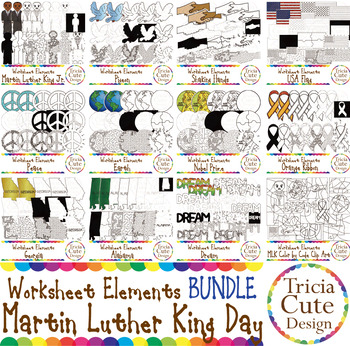Preview of Martin Luther King Day Clip Art MLK Day Bundle - Worksheet Elements