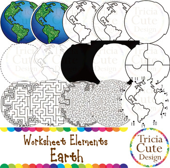 Preview of Earth Day Clip Art Martin Luther King MLK Day Earth Worksheet Elements