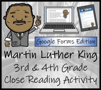 Preview of Martin Luther King Close Reading Activity Digital & Print | 3rd & 4th Grade