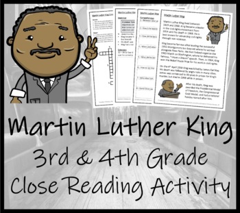 Preview of Martin Luther King Close Reading Comprehension Activity | 3rd Grade & 4th Grade