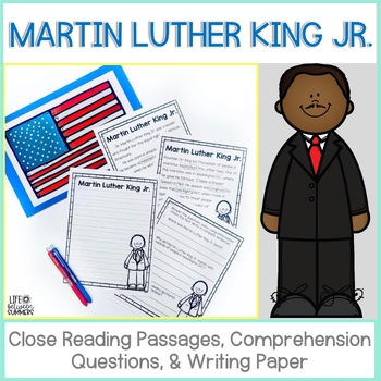 Preview of Martin Luther King Close Reading, Comprehension Questions, & Writing Paper