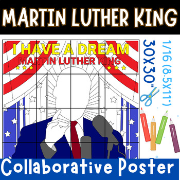 Preview of Martin Luther King Collaborative Coloring Poster - Black History Month - MLK Day