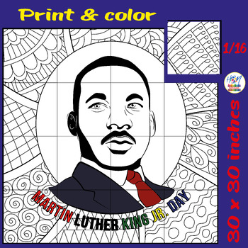Preview of Martin Luther King Collaborative Coloring Poster, MLK Day & Black History Month