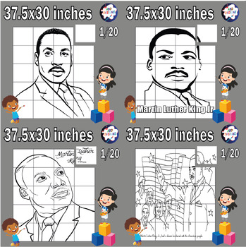 Preview of Martin Luther King Collaborative Coloring Poster, MLK Day & Bundle
