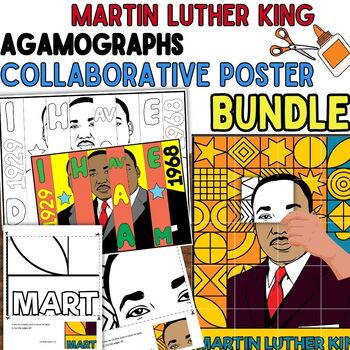 Preview of Martin Luther King Collaborative Poster,Agamograph, Black History Mural Project