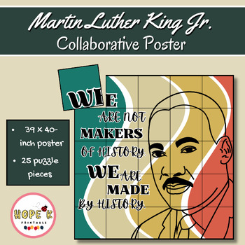 Preview of Martin Luther King Collaborative Poster | Black History Month Art Activity | MLK