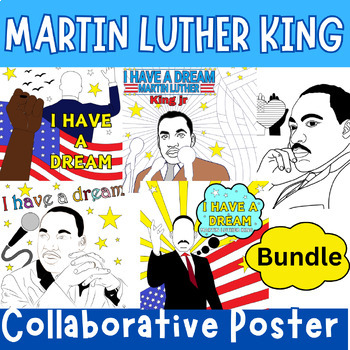 Preview of Martin Luther King Day Collaborative Coloring Posters Bundle Black History Month