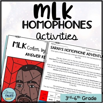 Preview of Martin Luther King Homophones Color By Number Activities Black History Month