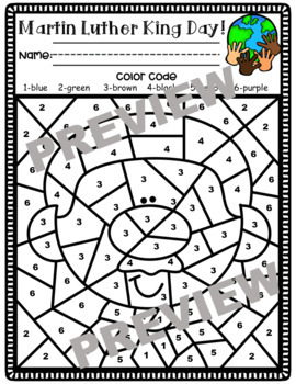 Preview of Martin Luther King Color By Number, Word Sort, & Counting!