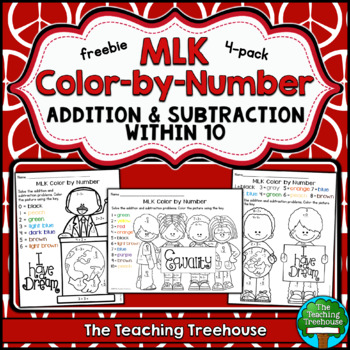 Preview of MLK Color by Number, Addition & Subtraction Within 10