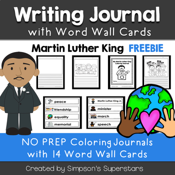 Preview of Martin Luther King Writing Journal with Word Wall Cards FREEBIE