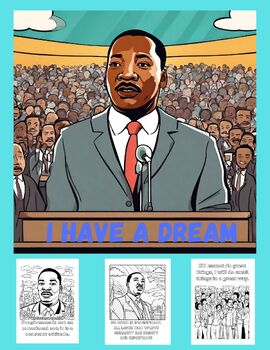 Preview of Martin Luther King Coloring Pages With Inspirational Quotes