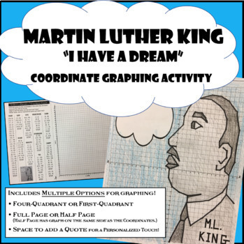 Preview of Martin Luther King Jr Coordinate Graphing (MLK Math) Two Grid Versions!