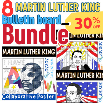 Preview of Martin Luther King Day Bulletin Board: 8 Collaborative Coloring Poster BUNDLE