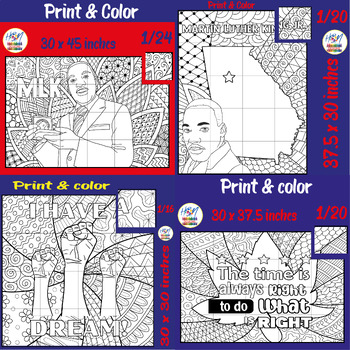 Preview of Martin Luther King Day Collaborative Coloring Poster Art Bulletin Board bundle