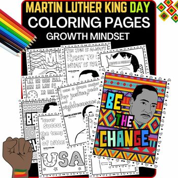 Preview of Martin Luther King Day Coloring Posters and Activities Growth Mindset