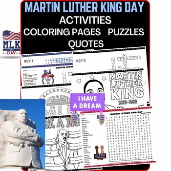 Preview of Martin Luther King Day Coloring Posters and Activities crosswords|word-search