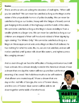 Preview of Martin Luther King Day "I Have A Dream" Activity