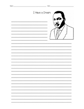 Preview of Martin Luther King Day I Have a Dream Writing Assignment