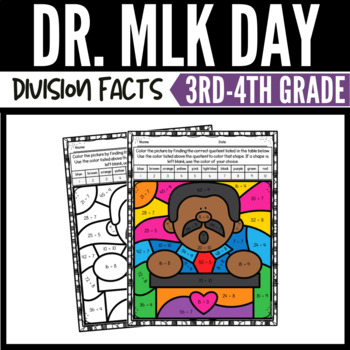 Preview of Martin Luther King Day Math Division Color by Number Worksheets
