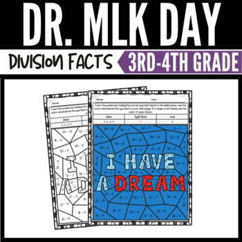 Preview of Martin Luther King Day Math Division Color by Number Worksheets Vol. 2