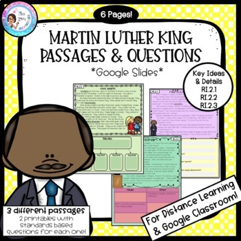 Preview of Martin Luther King Day Passages & Questions - Digital Resource