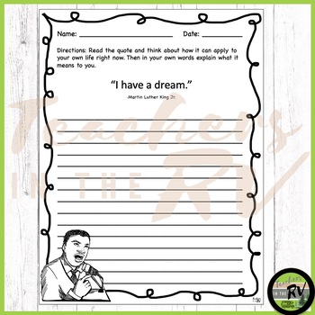 Martin Luther King Day Quotes | Writing & Analyzing Prompts | MLK Activity