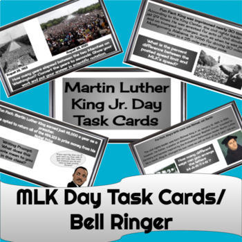 Preview of Martin Luther King Day Task Cards | Bell Ringers | Warm Ups | Math & Algebra