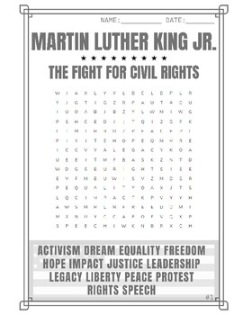 Preview of Martin Luther King Day Word Search and Vocab Match