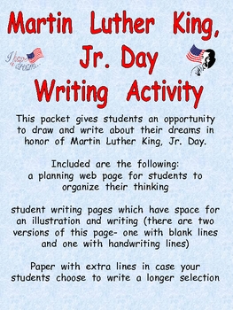 Preview of Martin Luther King Day Writing Activity- 2nd 3rd 4th Grades