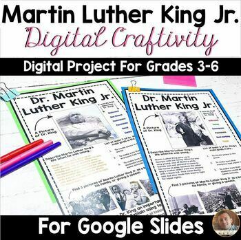 Preview of Martin Luther King Digital Craftivity for Google Classroom- Grades 3-6