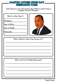 Martin Luther King Educational Activity Pack by Teach Trends | TPT