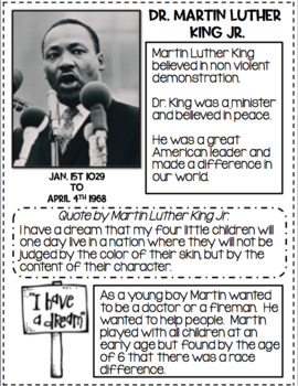 Martin Luther King FREEBIE by First Grade Hip Hip Hooray | TpT
