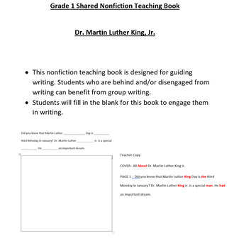 Preview of Martin Luther King: Fill-in-the-blank nonfiction teaching book