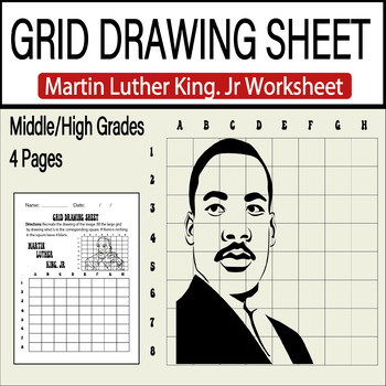 Preview of Martin Luther King Grid Drawing Worksheet for Primary and Middle Grades