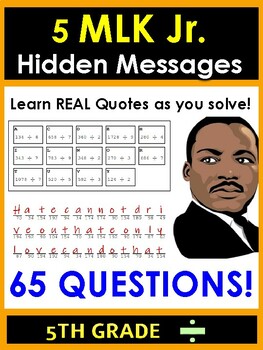Preview of Martin Luther King Hidden Message Math:  Gr 5 Long Division MLK Jr