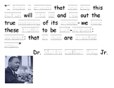 Martin Luther King "I have a dream" speech tracing words. 1 page.
