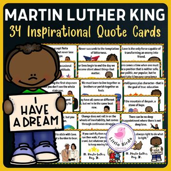 Preview of Martin Luther King JR 34 Inspirational Quote Cards, Black History Month February