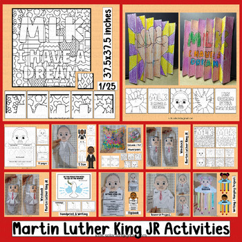 Preview of Martin Luther King JR Activities MLK Craft Bulletin Board Coloring Kindergarten