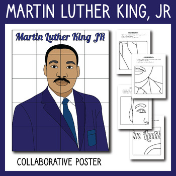 Preview of Martin Luther King JR Collaborative Art Poster Coloring page,Black History Month