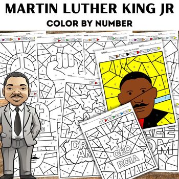 Preview of Martin Luther King JR Color by Number, Black History Month Coloring Activity
