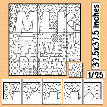 Preview of Martin Luther King JR Craft Have Dream Pop Art Collaborative Coloring Activities